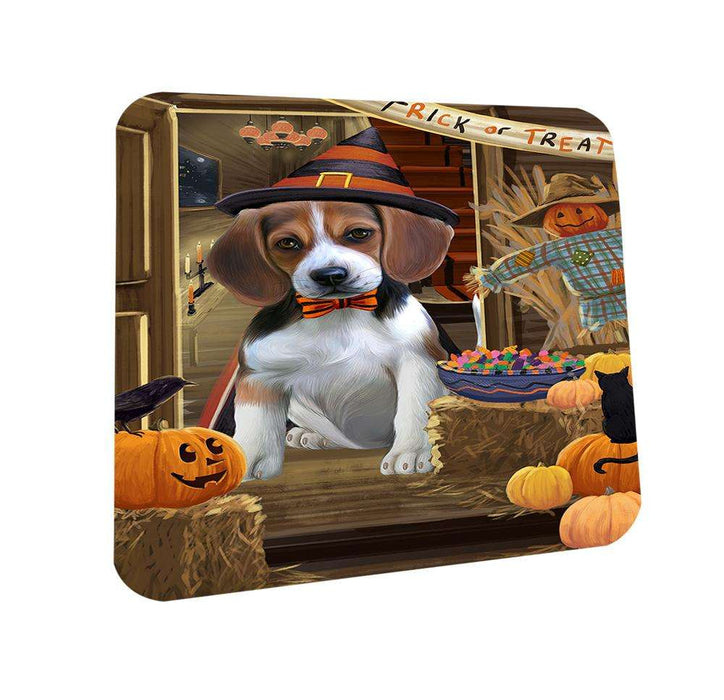 Enter at Own Risk Trick or Treat Halloween Beagle Dog Coasters Set of 4 CST52942