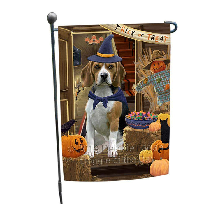 Enter at Own Risk Trick or Treat Halloween Beagle Dog Garden Flag GFLG53041