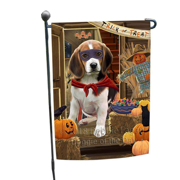 Enter at Own Risk Trick or Treat Halloween Beagle Dog Garden Flag GFLG53042