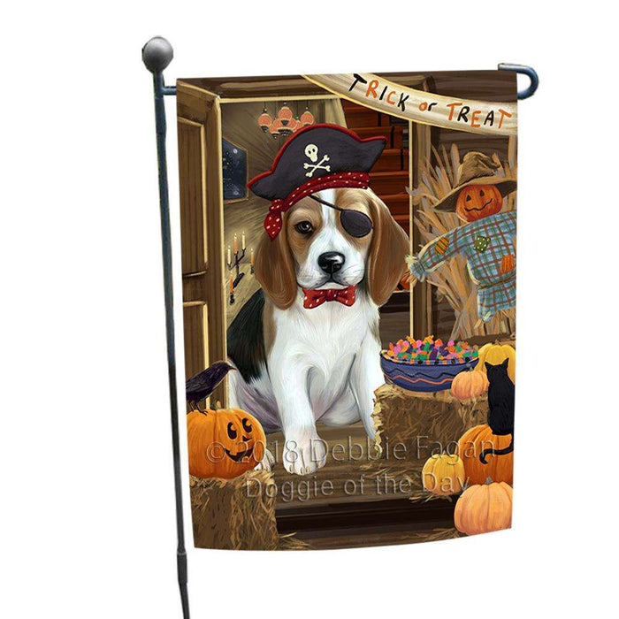 Enter at Own Risk Trick or Treat Halloween Beagle Dog Garden Flag GFLG53043