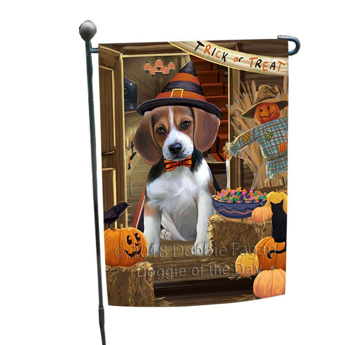 Enter at Own Risk Trick or Treat Halloween Beagle Dog Garden Flag GFLG53045