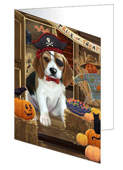 Enter at Own Risk Trick or Treat Halloween Beagle Dog Handmade Artwork Assorted Pets Greeting Cards and Note Cards with Envelopes for All Occasions and Holiday Seasons GCD62972