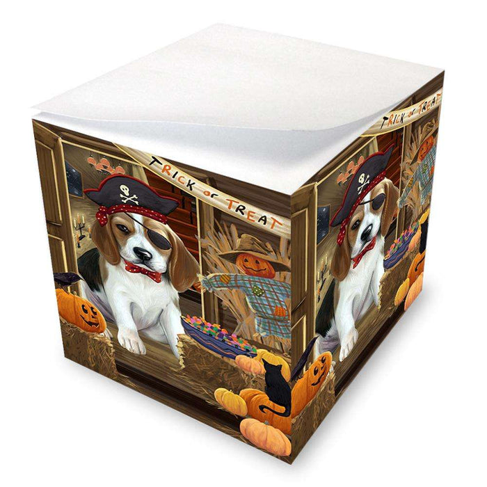 Enter at Own Risk Trick or Treat Halloween Beagle Dog Note Cube NOC52981