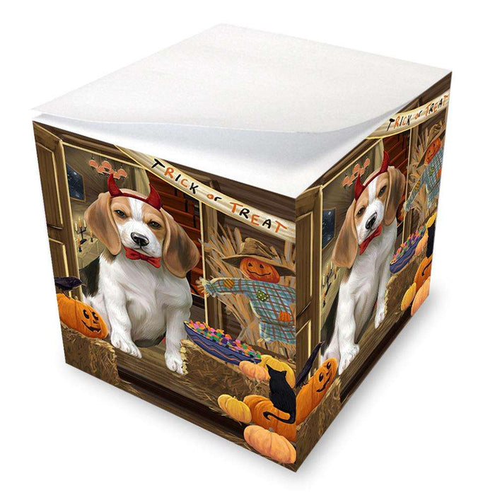 Enter at Own Risk Trick or Treat Halloween Beagle Dog Note Cube NOC52982
