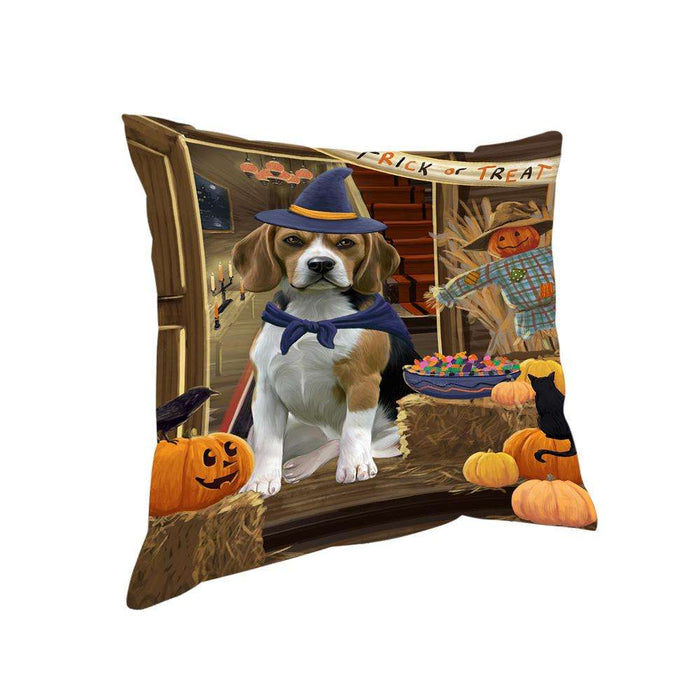 Enter at Own Risk Trick or Treat Halloween Beagle Dog Pillow PIL68424