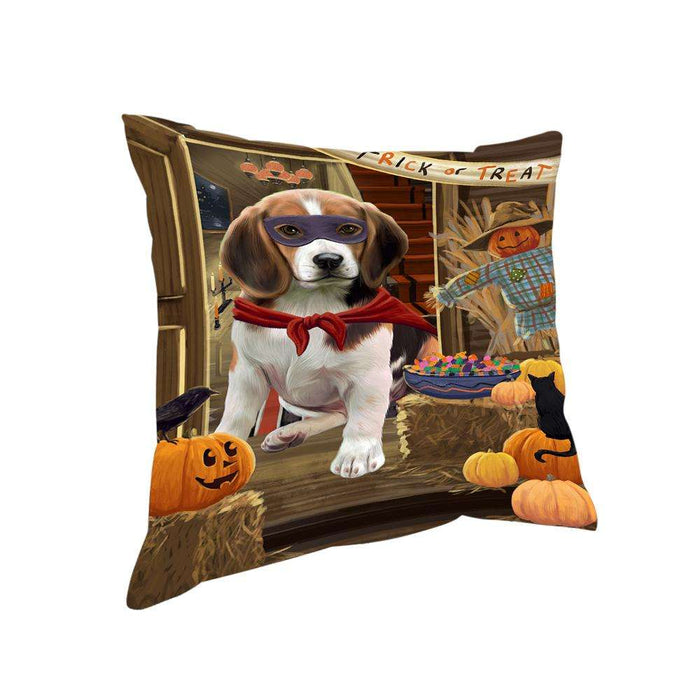 Enter at Own Risk Trick or Treat Halloween Beagle Dog Pillow PIL68428