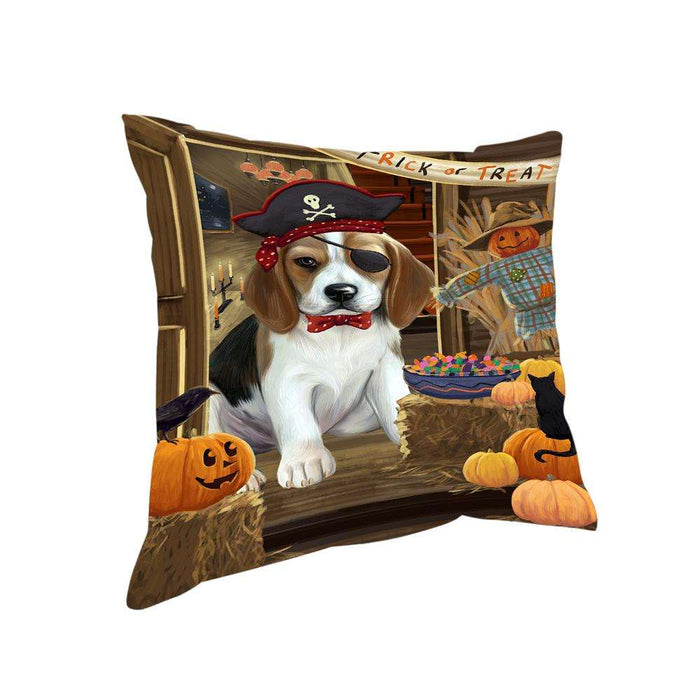 Enter at Own Risk Trick or Treat Halloween Beagle Dog Pillow PIL68432