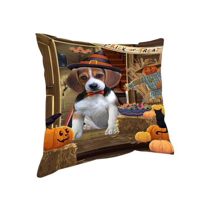 Enter at Own Risk Trick or Treat Halloween Beagle Dog Pillow PIL68440