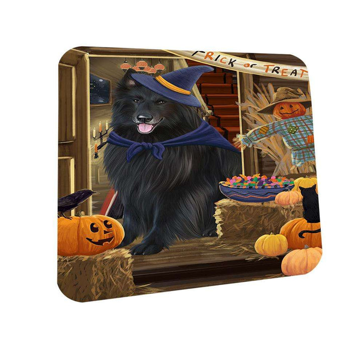 Enter at Own Risk Trick or Treat Halloween Belgian Shepherd Dog Coasters Set of 4 CST52943