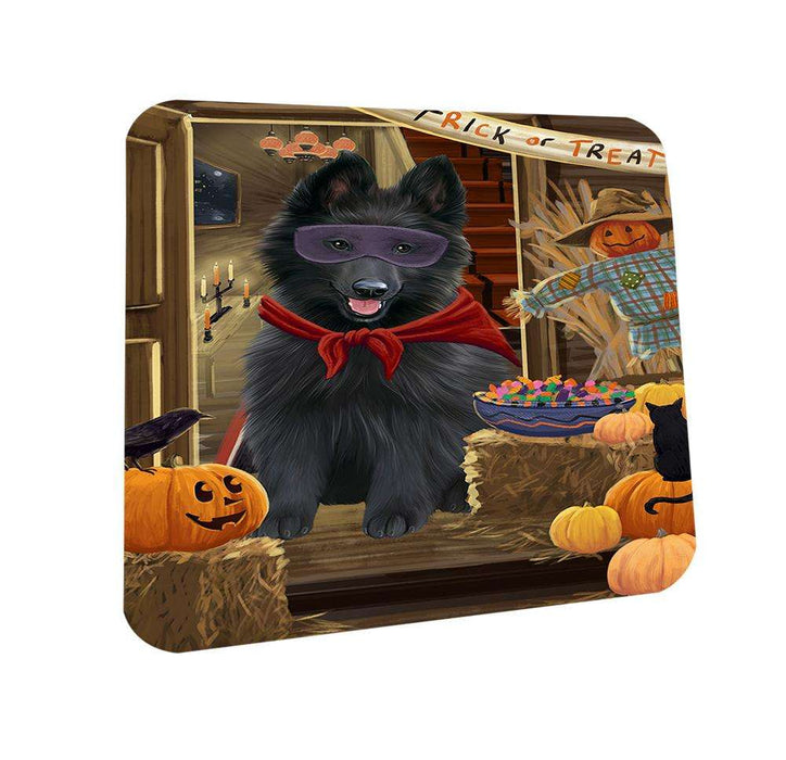 Enter at Own Risk Trick or Treat Halloween Belgian Shepherd Dog Coasters Set of 4 CST52944