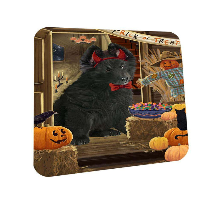 Enter at Own Risk Trick or Treat Halloween Belgian Shepherd Dog Coasters Set of 4 CST52946