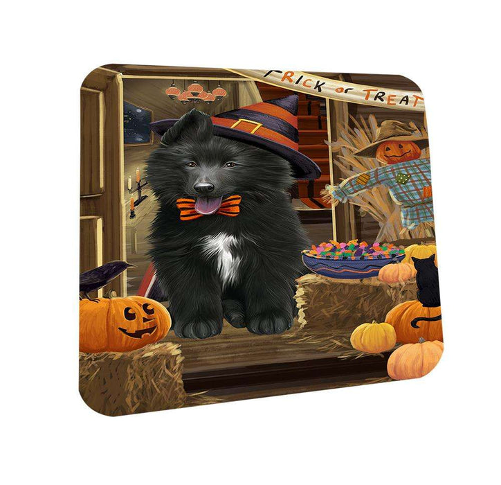 Enter at Own Risk Trick or Treat Halloween Belgian Shepherd Dog Coasters Set of 4 CST52947