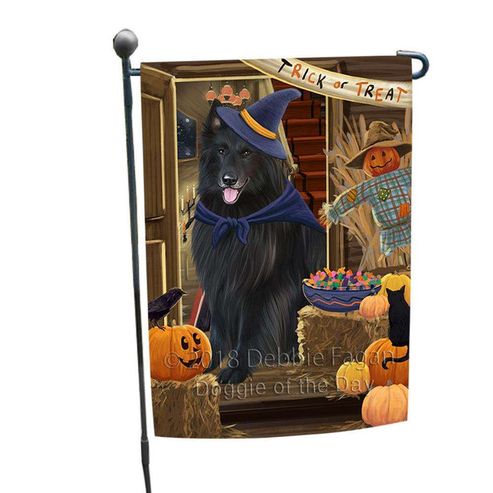 Enter at Own Risk Trick or Treat Halloween Belgian Shepherd Dog Garden Flag GFLG53046