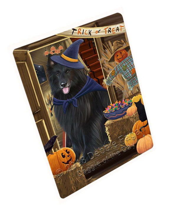 Enter At Own Risk Trick Or Treat Halloween Belgian Shepherd Dog Magnet Mini (3.5" x 2") MAG63396