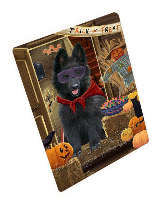 Enter At Own Risk Trick Or Treat Halloween Belgian Shepherd Dog Magnet Mini (3.5" x 2") MAG63399