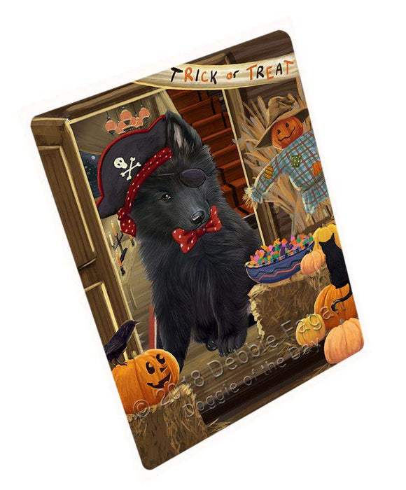 Enter At Own Risk Trick Or Treat Halloween Belgian Shepherd Dog Magnet Mini (3.5" x 2") MAG63402