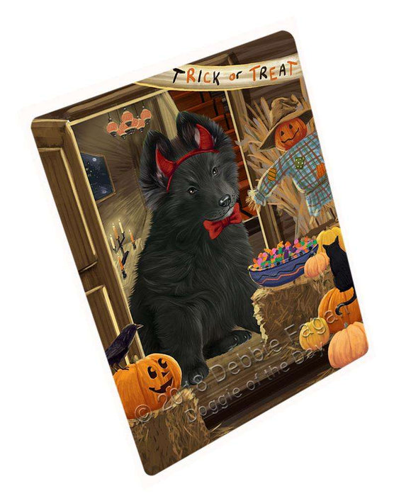 Enter At Own Risk Trick Or Treat Halloween Belgian Shepherd Dog Magnet Mini (3.5" x 2") MAG63405