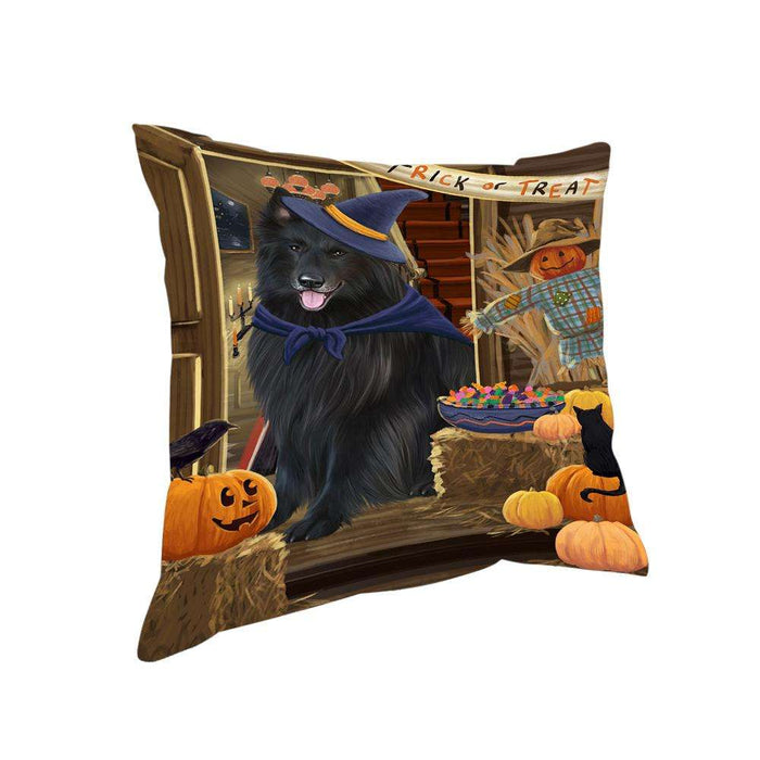 Enter at Own Risk Trick or Treat Halloween Belgian Shepherd Dog Pillow PIL68444