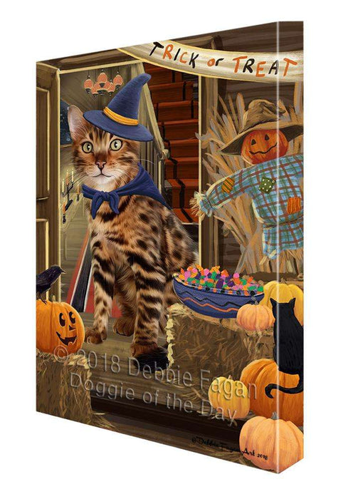 Enter at Own Risk Trick or Treat Halloween Bengal Cat Canvas Print Wall Art Décor CVS94751