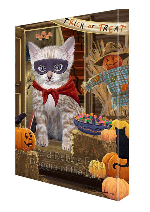 Enter at Own Risk Trick or Treat Halloween Bengal Cat Canvas Print Wall Art Décor CVS94760
