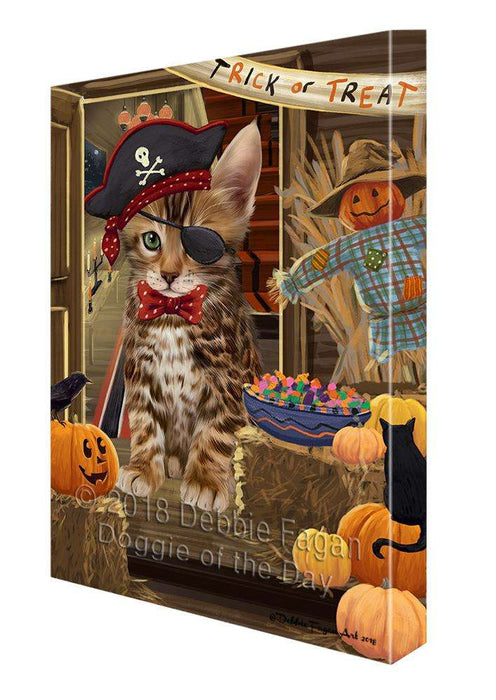 Enter at Own Risk Trick or Treat Halloween Bengal Cat Canvas Print Wall Art Décor CVS94769