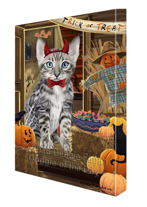 Enter at Own Risk Trick or Treat Halloween Bengal Cat Canvas Print Wall Art Décor CVS94778