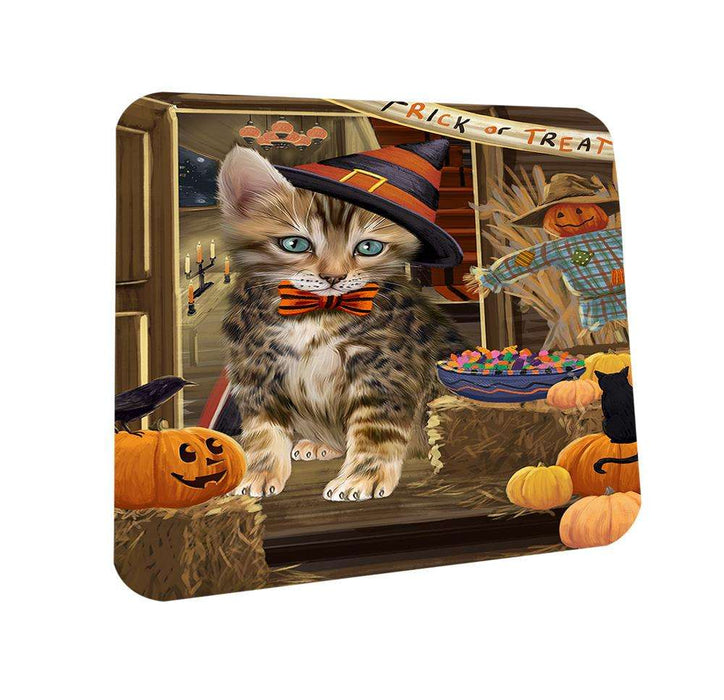 Enter at Own Risk Trick or Treat Halloween Bengal Cat Coasters Set of 4 CST52952