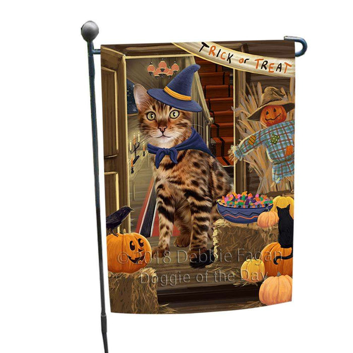 Enter at Own Risk Trick or Treat Halloween Bengal Cat Garden Flag GFLG53051