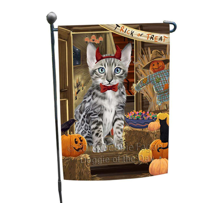 Enter at Own Risk Trick or Treat Halloween Bengal Cat Garden Flag GFLG53054