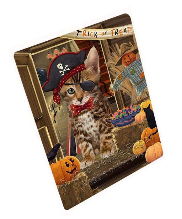 Enter At Own Risk Trick Or Treat Halloween Bengal Cat Magnet Mini (3.5" x 2") MAG63417