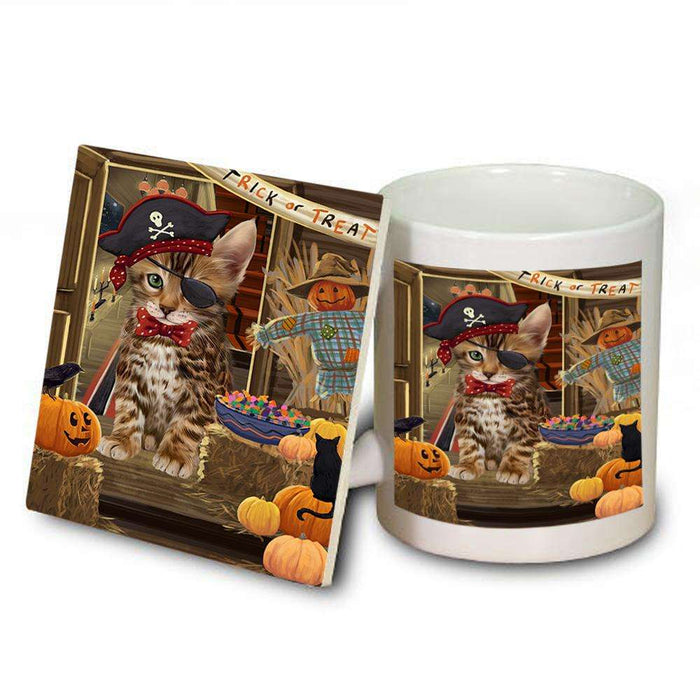 Enter at Own Risk Trick or Treat Halloween Bengal Cat Mug and Coaster Set MUC52983