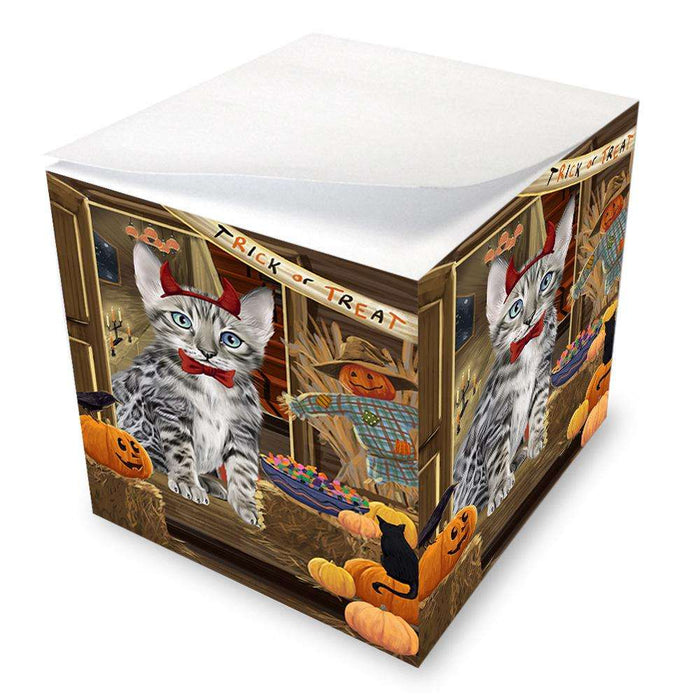 Enter at Own Risk Trick or Treat Halloween Bengal Cat Note Cube NOC52992