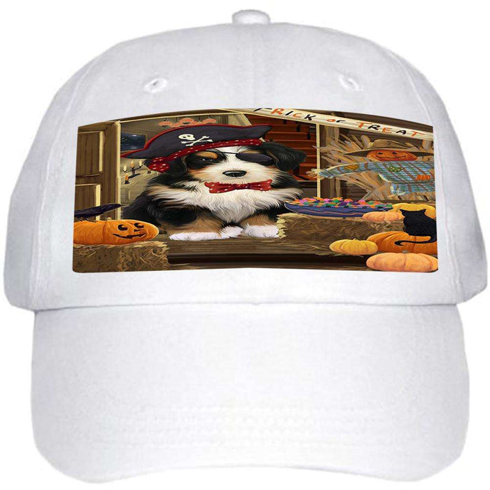 Enter at Own Risk Trick or Treat Halloween Bernedoodle Dog Ball Hat Cap HAT62721