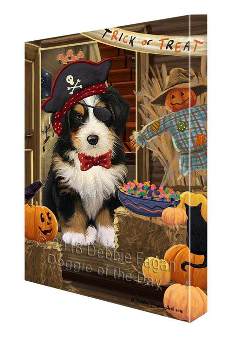Enter at Own Risk Trick or Treat Halloween Bernedoodle Dog Canvas Print Wall Art Décor CVS94814