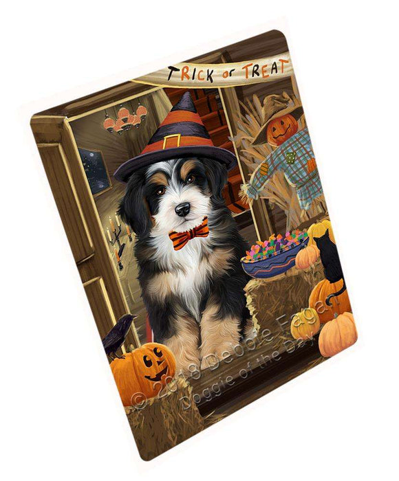 Enter at Own Risk Trick or Treat Halloween Bernedoodle Dog Cutting Board C63438