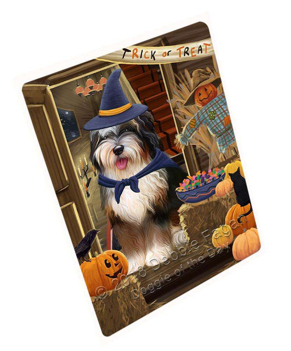 Enter At Own Risk Trick Or Treat Halloween Bernedoodle Dog Magnet Mini (3.5" x 2") MAG63426