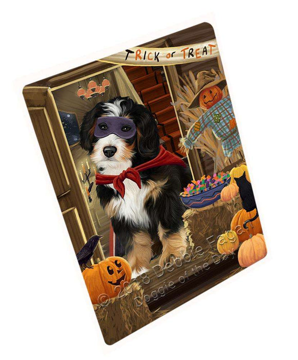 Enter At Own Risk Trick Or Treat Halloween Bernedoodle Dog Magnet Mini (3.5" x 2") MAG63429