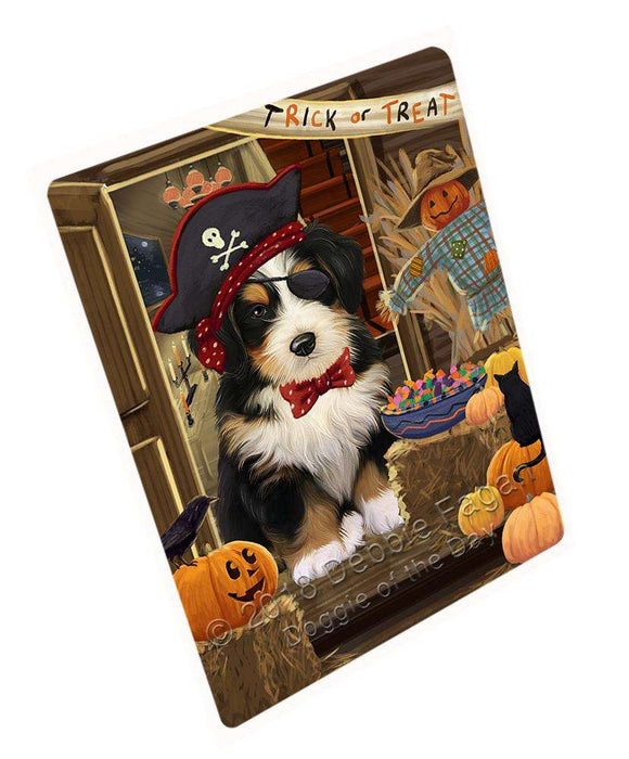Enter At Own Risk Trick Or Treat Halloween Bernedoodle Dog Magnet Mini (3.5" x 2") MAG63432