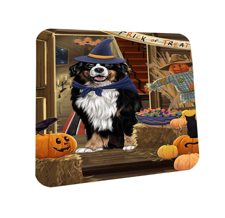 Enter at Own Risk Trick or Treat Halloween Bernese Mountain Dog Coasters Set of 4 CST52958