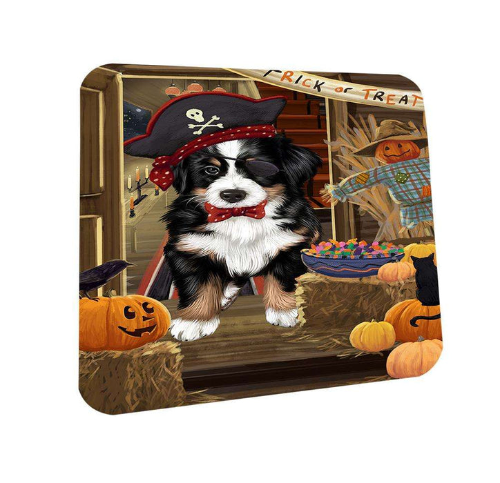 Enter at Own Risk Trick or Treat Halloween Bernese Mountain Dog Coasters Set of 4 CST52960