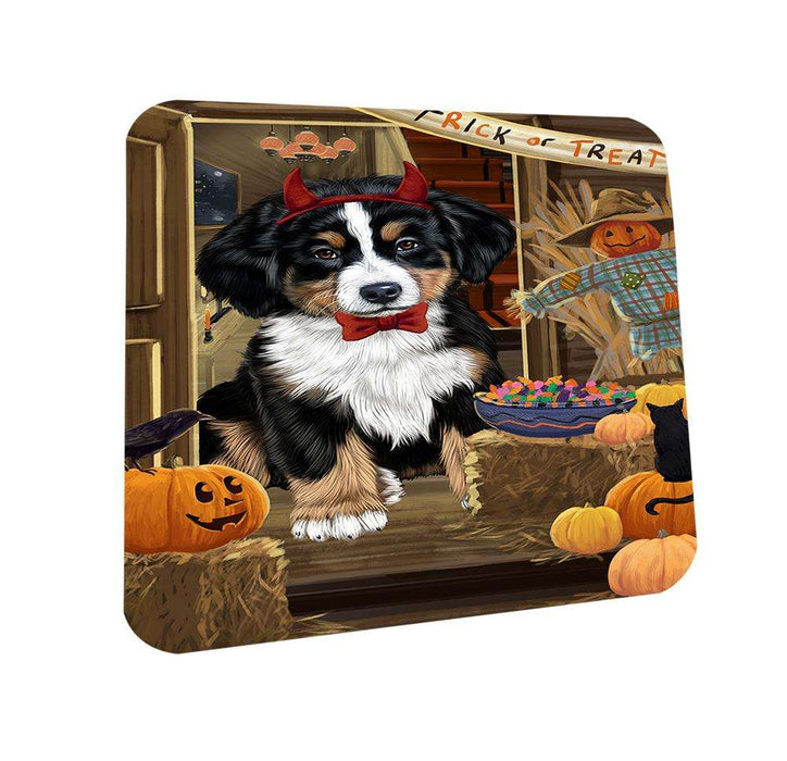 Enter at Own Risk Trick or Treat Halloween Bernese Mountain Dog Coasters Set of 4 CST52961