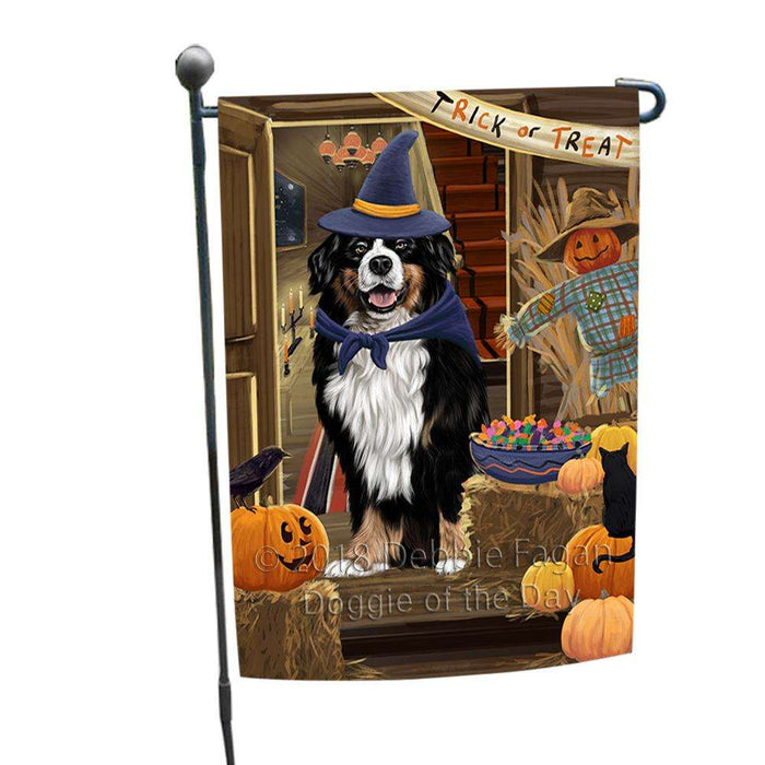 Enter at Own Risk Trick or Treat Halloween Bernese Mountain Dog Garden Flag GFLG53061
