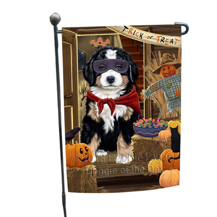 Enter at Own Risk Trick or Treat Halloween Bernese Mountain Dog Garden Flag GFLG53062