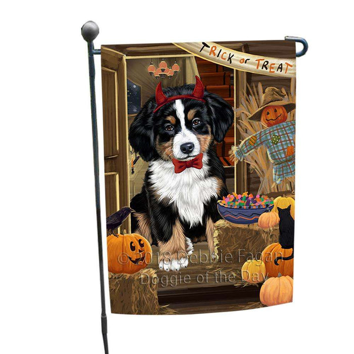 Enter at Own Risk Trick or Treat Halloween Bernese Mountain Dog Garden Flag GFLG53064