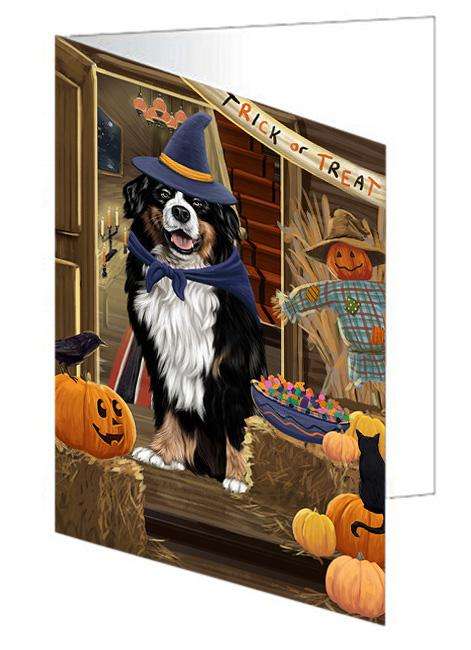 Enter at Own Risk Trick or Treat Halloween Bernese Mountain Dog Handmade Artwork Assorted Pets Greeting Cards and Note Cards with Envelopes for All Occasions and Holiday Seasons GCD63026
