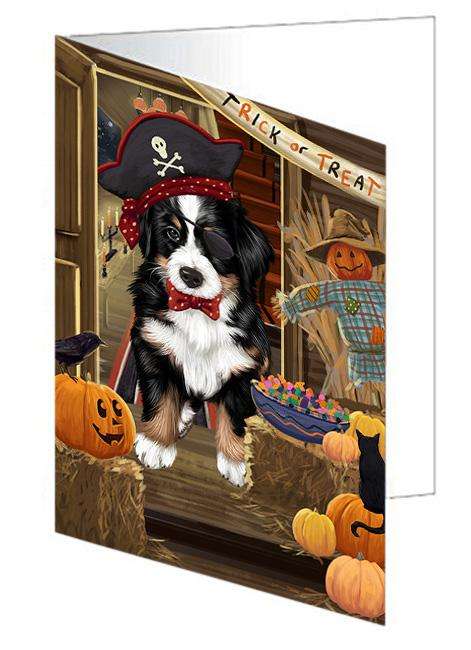 Enter at Own Risk Trick or Treat Halloween Bernese Mountain Dog Handmade Artwork Assorted Pets Greeting Cards and Note Cards with Envelopes for All Occasions and Holiday Seasons GCD63032