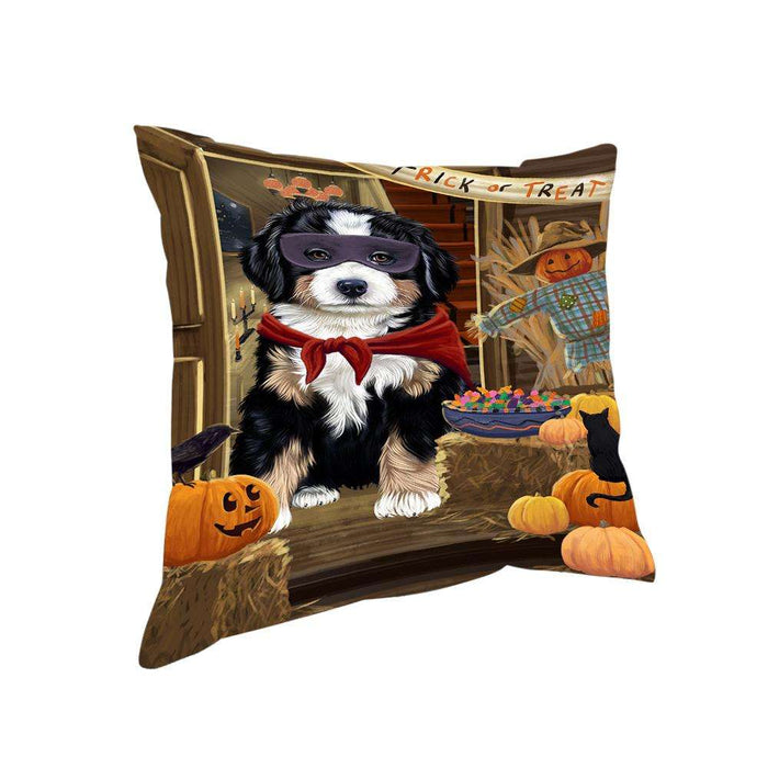 Enter at Own Risk Trick or Treat Halloween Bernese Mountain Dog Pillow PIL68508