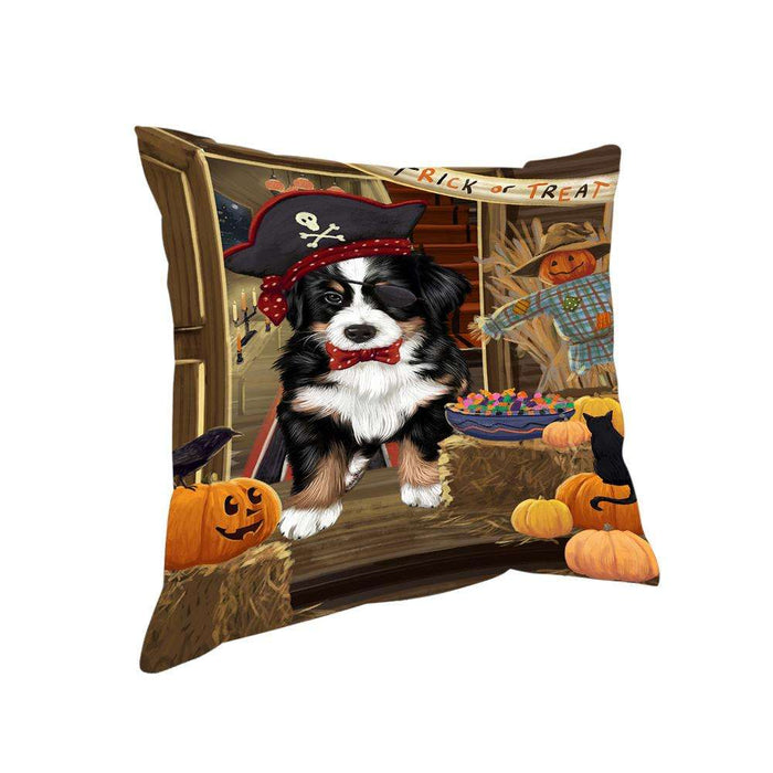 Enter at Own Risk Trick or Treat Halloween Bernese Mountain Dog Pillow PIL68512