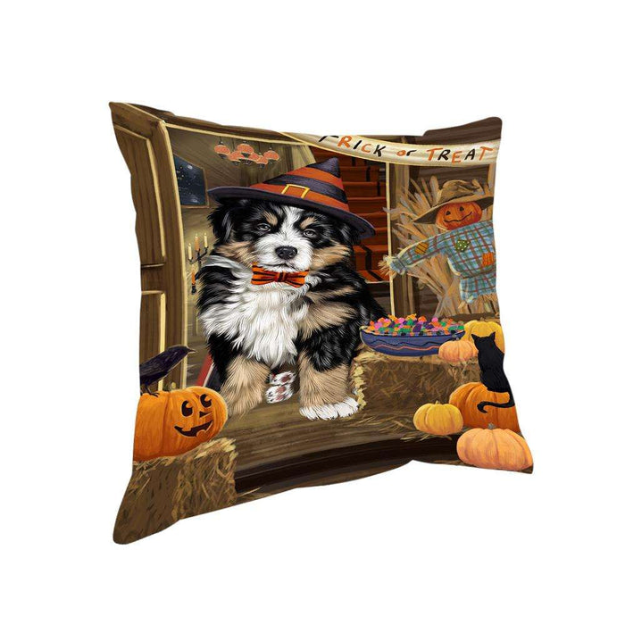 Enter at Own Risk Trick or Treat Halloween Bernese Mountain Dog Pillow PIL68520