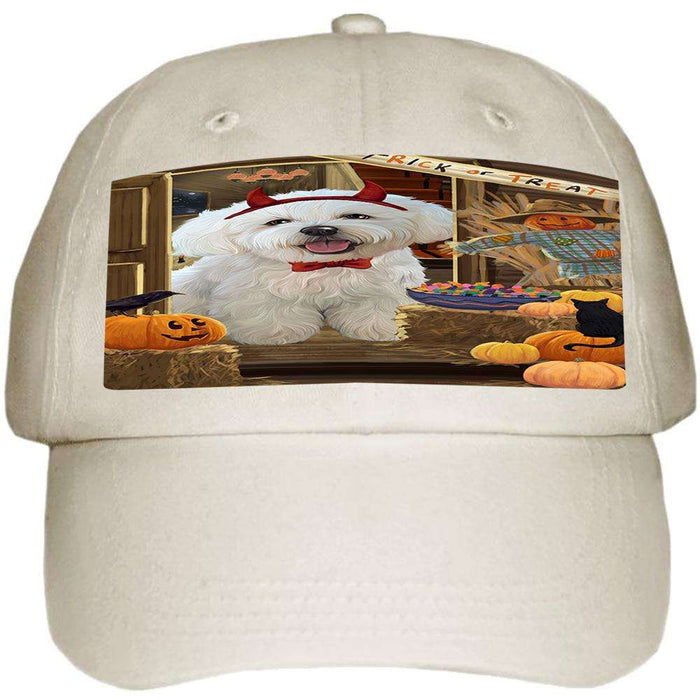 Enter at Own Risk Trick or Treat Halloween Bichon Frise Dog Ball Hat Cap HAT62754